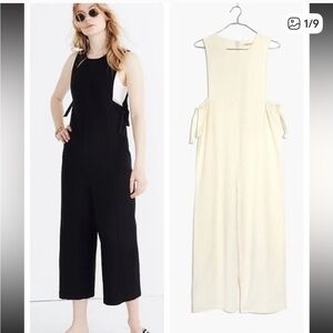 Madewell texture and thread cream side tie jumpsuit